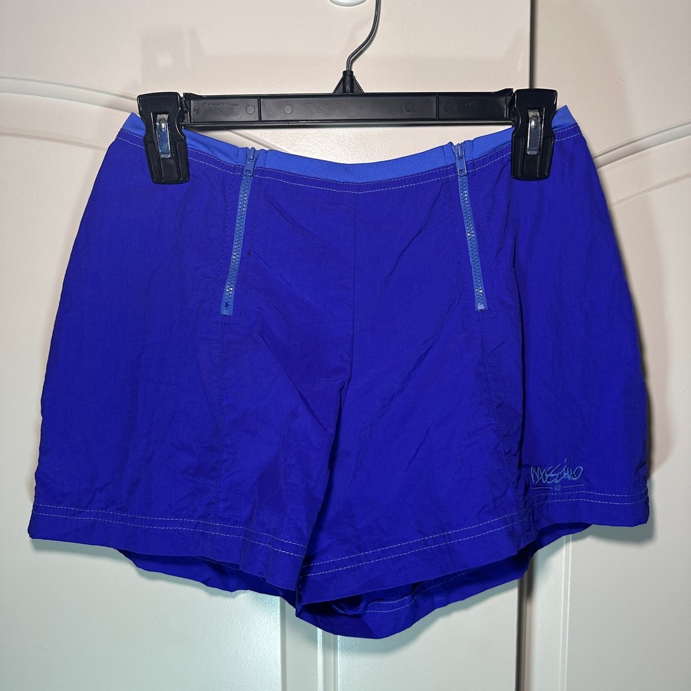 Mossimo Vintage Athletic Nylon Shorts Zipper‎ Front Detail Womens Small Blue